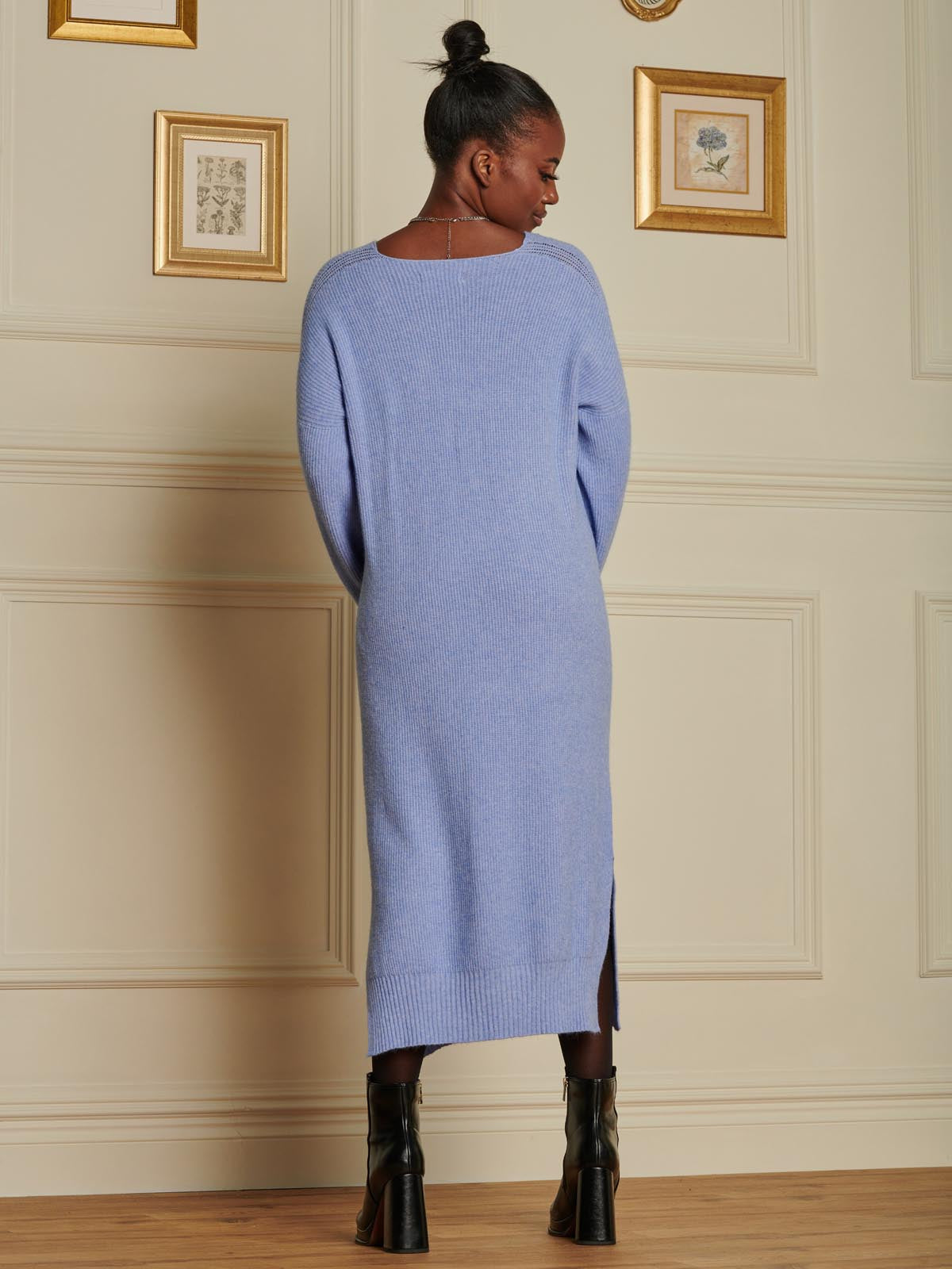 V Neck Knittted Jumper Maxi Dress, Grapemist