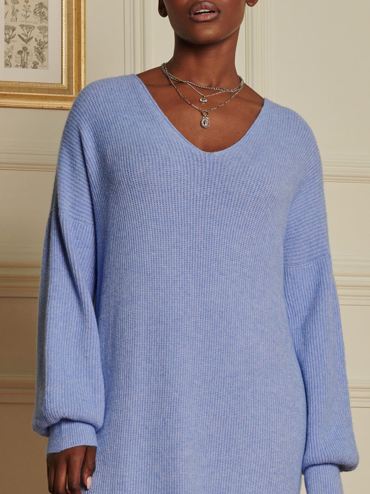 V Neck Knittted Jumper Maxi Dress, Grapemist