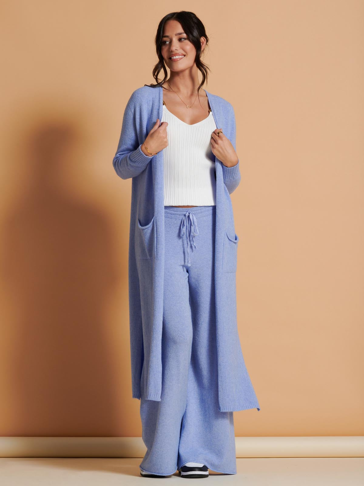 Made in Italy Soft Knit Longline Maxi Cardigan, Grapemist