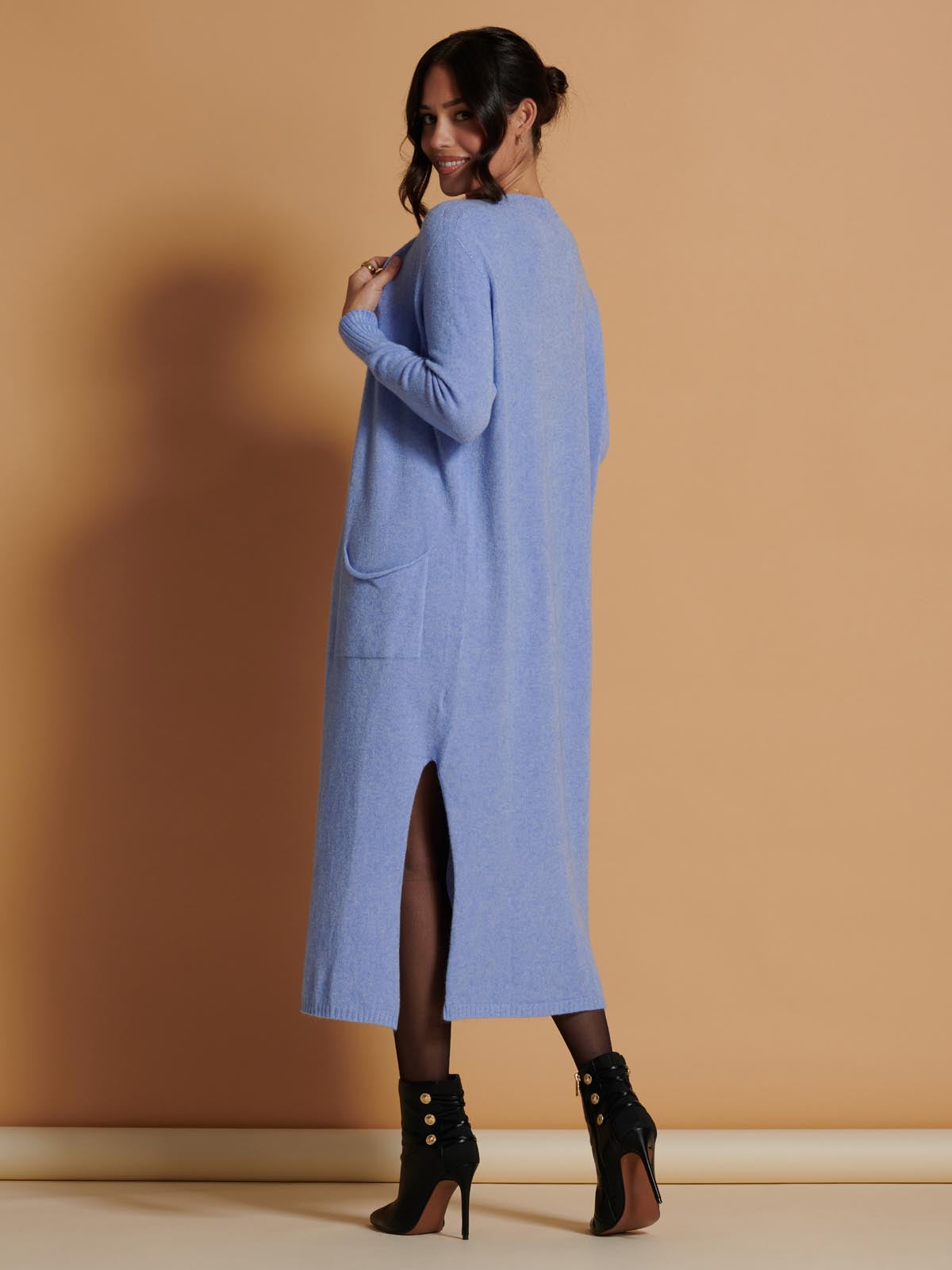 Made in Italy Soft Knit Longline Maxi Cardigan, Grapemist