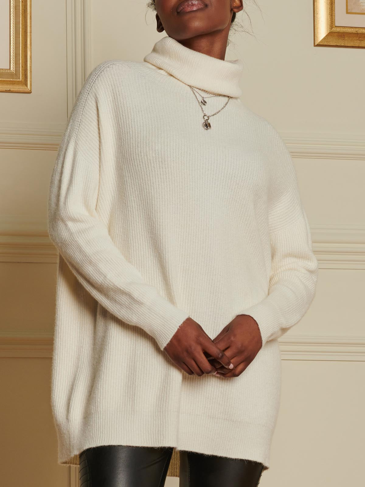 Made in Italy Rib Knitted Roll Neck Jumper, Butter