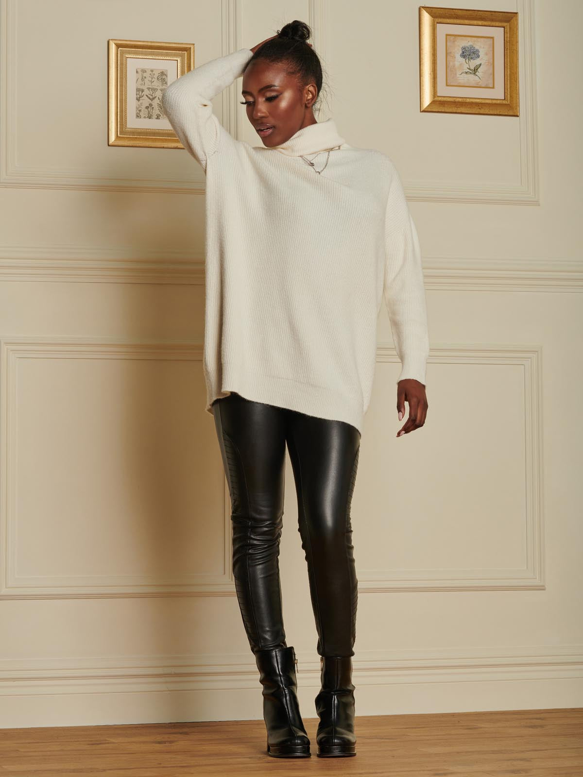 Made in Italy Rib Knitted Roll Neck Jumper, Butter