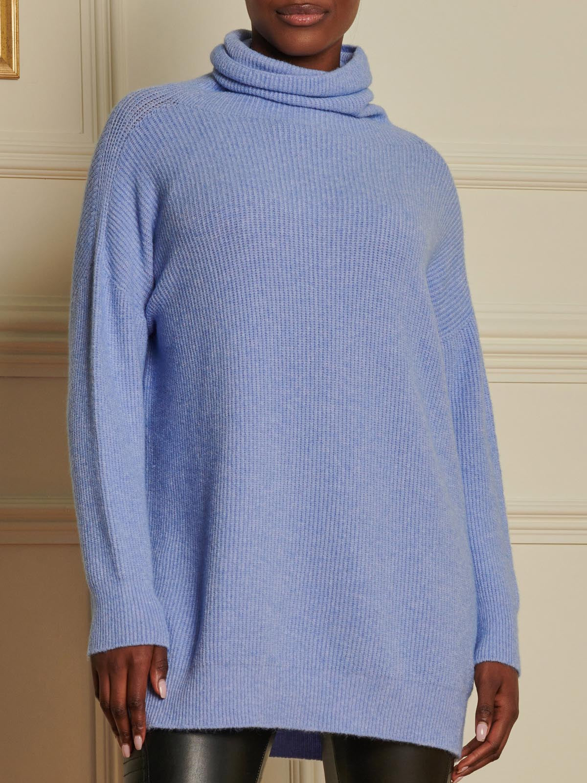 Made in Italy Rib Knitted Roll Neck Jumper, Grapemist