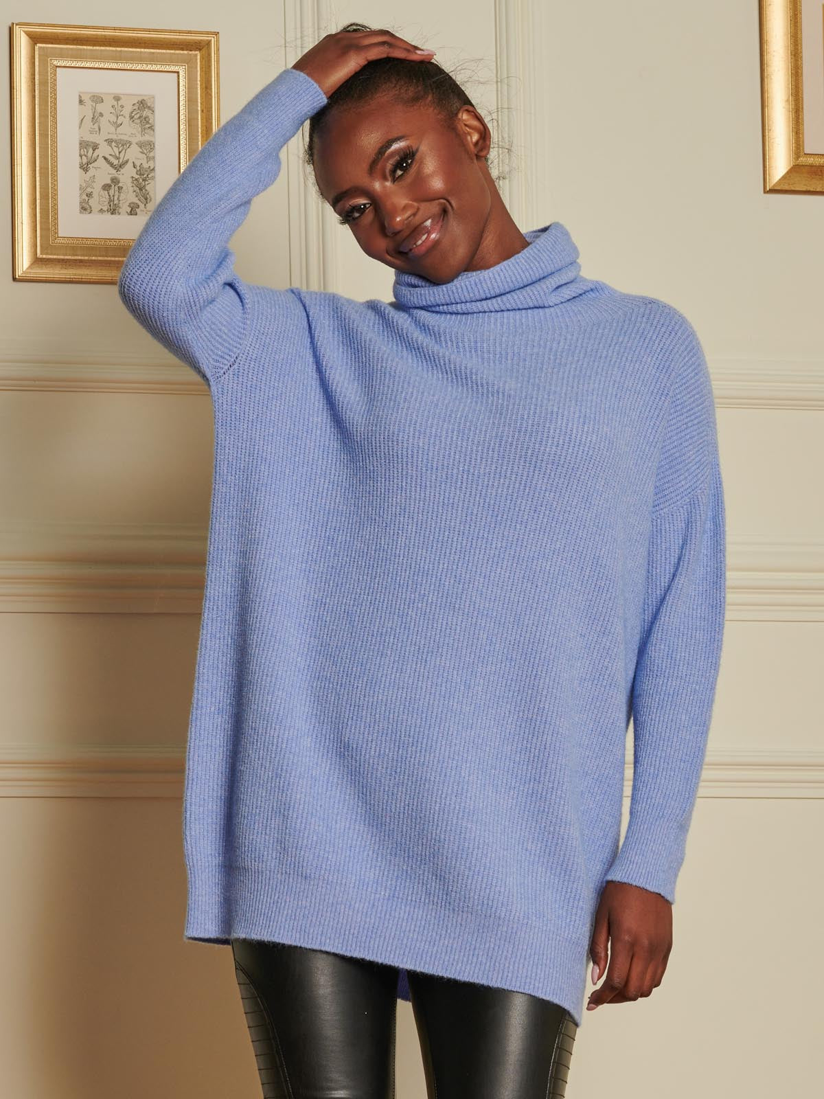 Made in Italy Rib Knitted Roll Neck Jumper, Grapemist