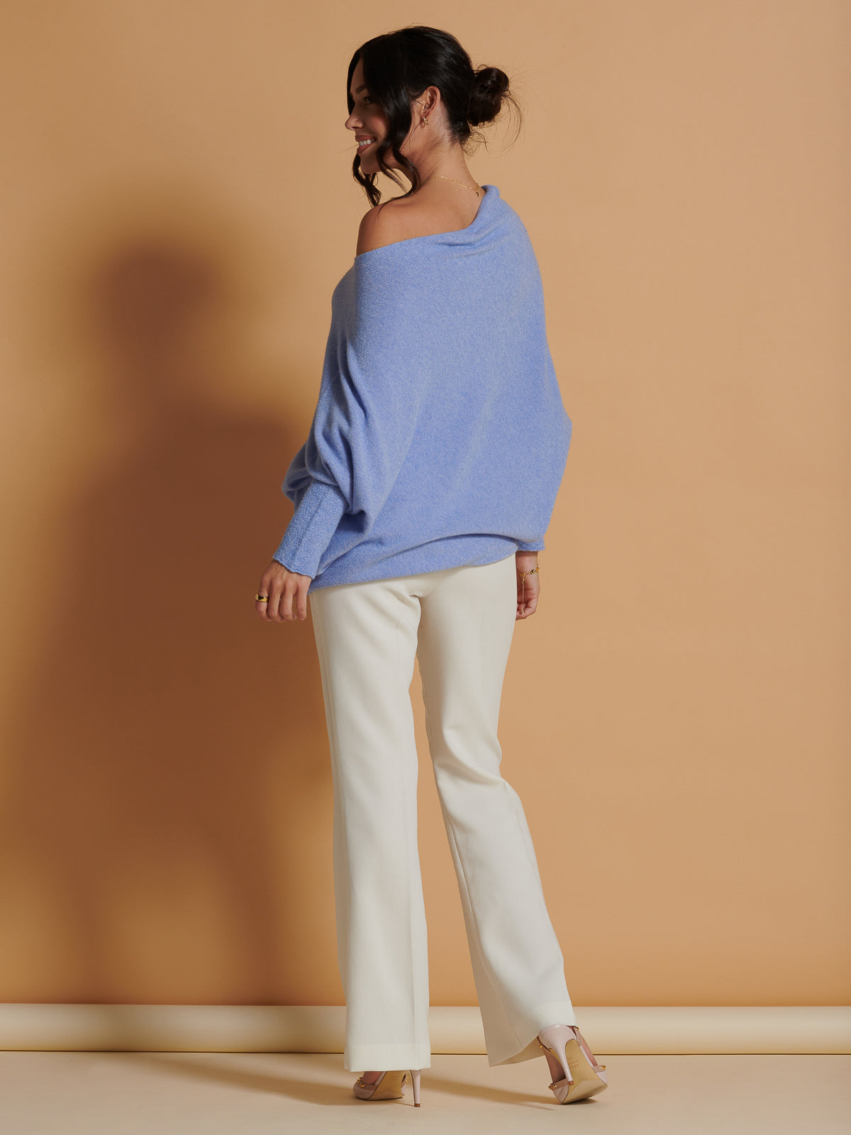 Made in Italy Asymmetric Draped Soft Knit Jumper, Grapemist