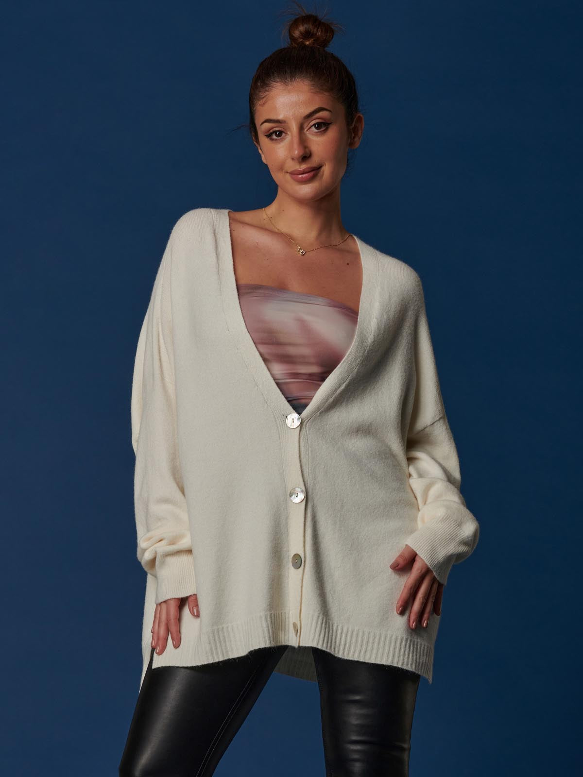 Soft Knit Shell Button Cardigan, Butter
