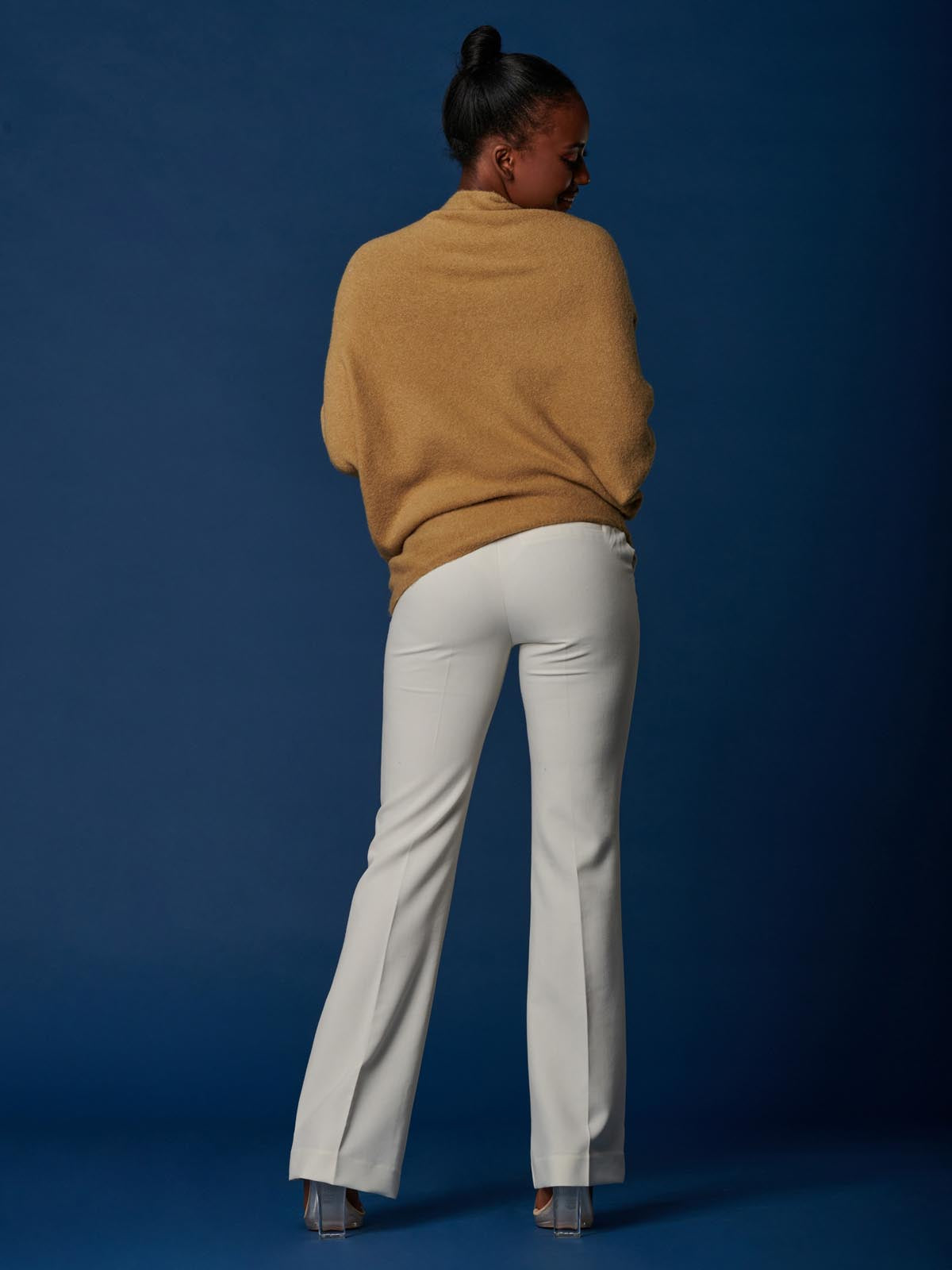 Made in Italy Wool Blend Asymmetric Soft Knit Jumper, Almond