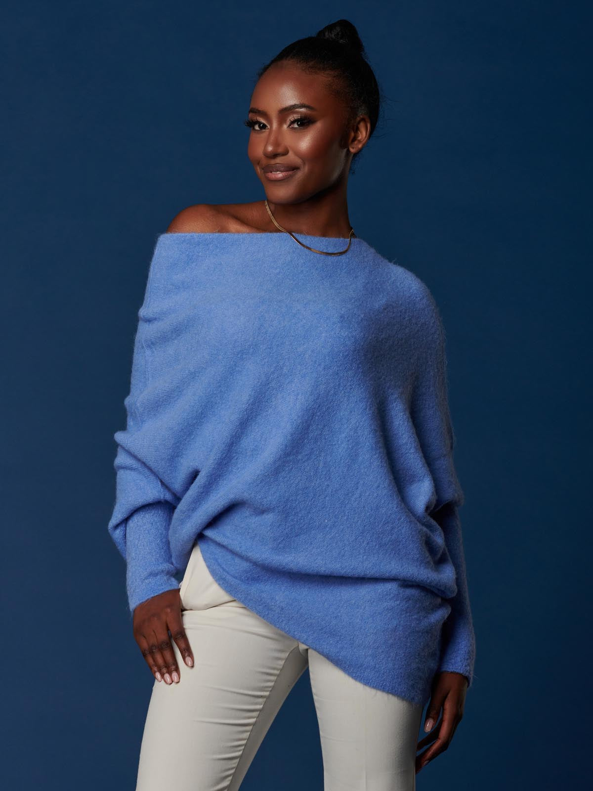 Made in Italy Wool Blend Asymmetric Soft Knit Jumper, Grapemist