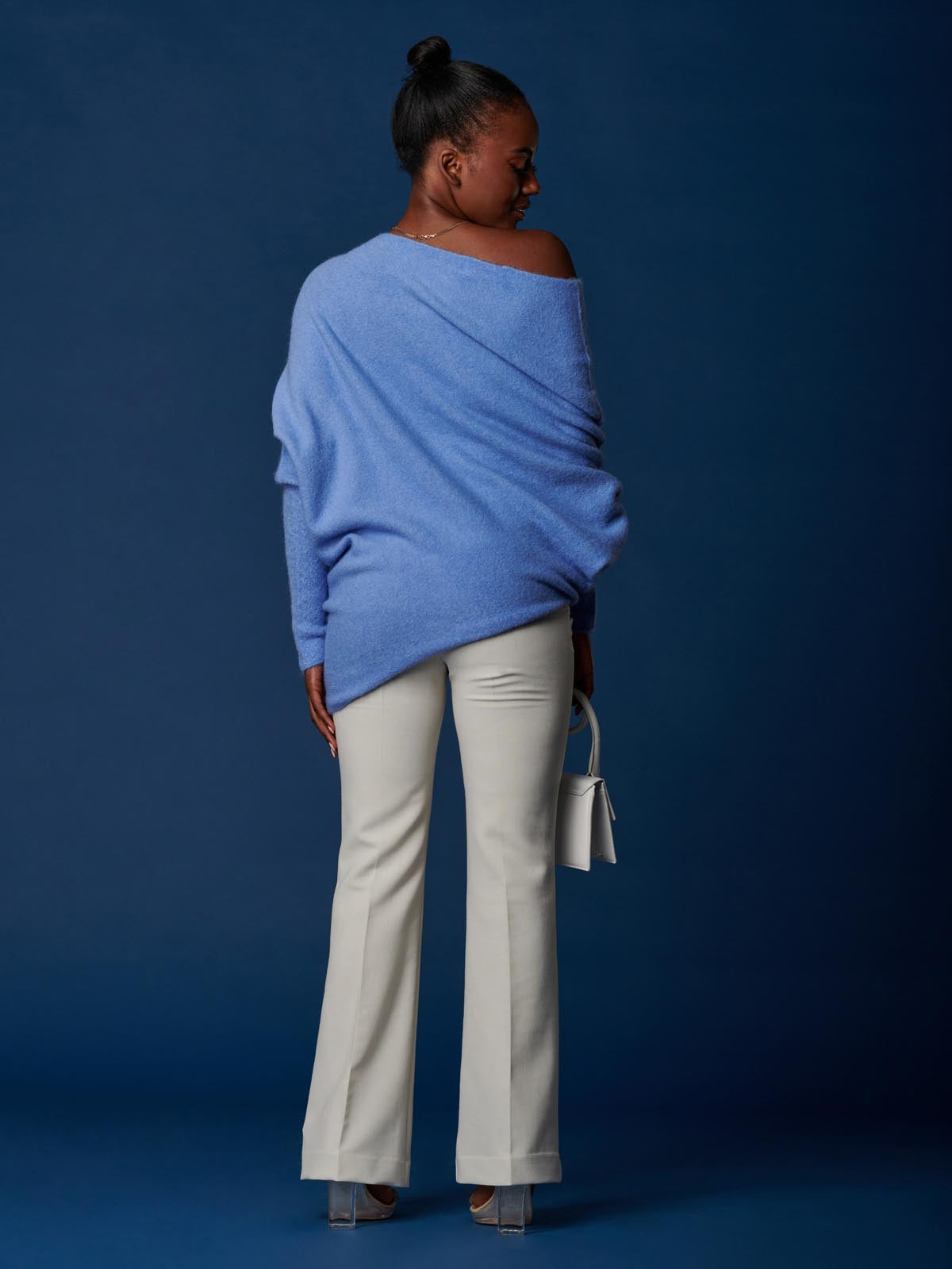Made in Italy Wool Blend Asymmetric Soft Knit Jumper, Grapemist