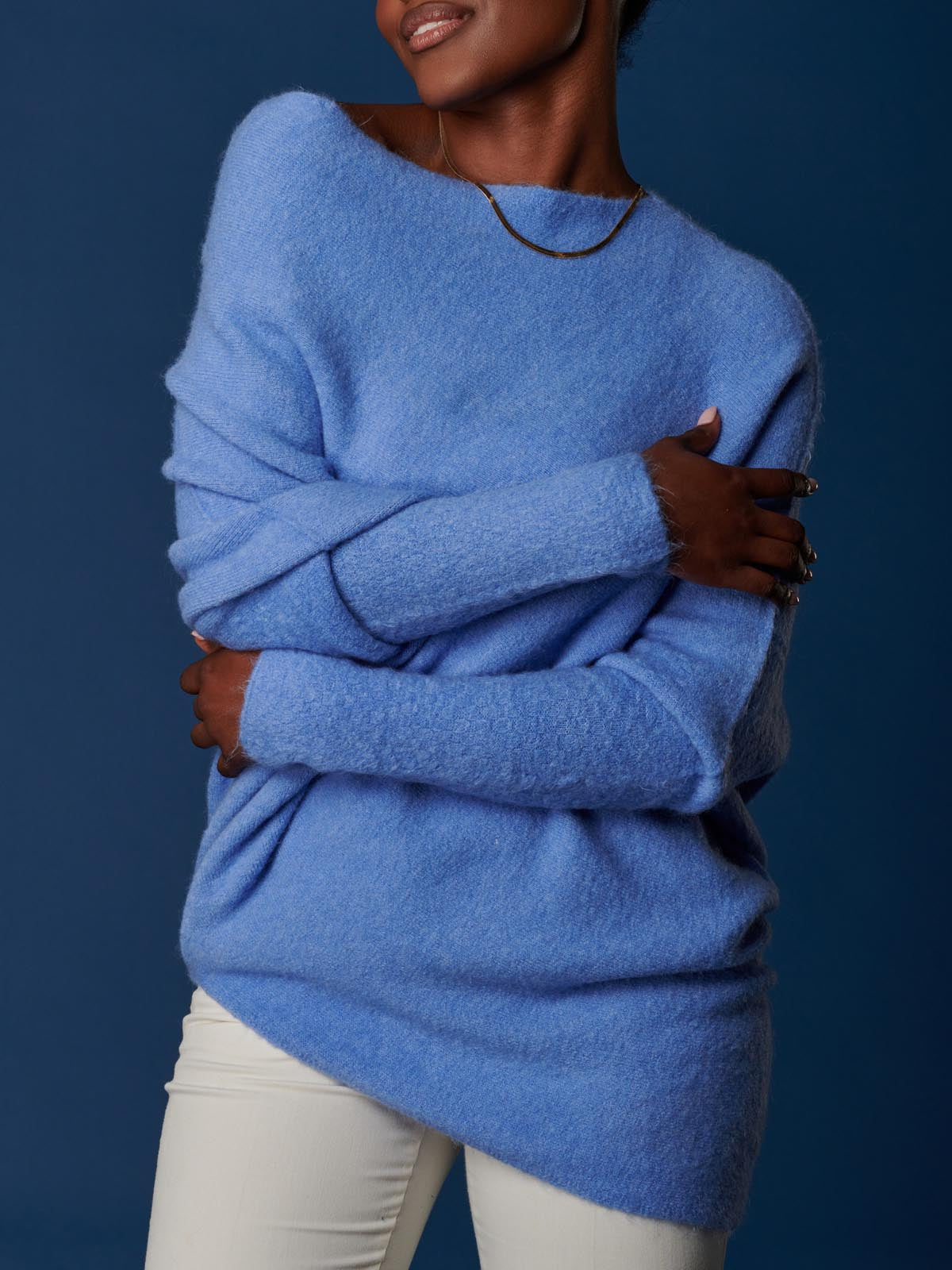 Made in Italy Wool Blend Asymmetric Soft Knit Jumper, Grapemist