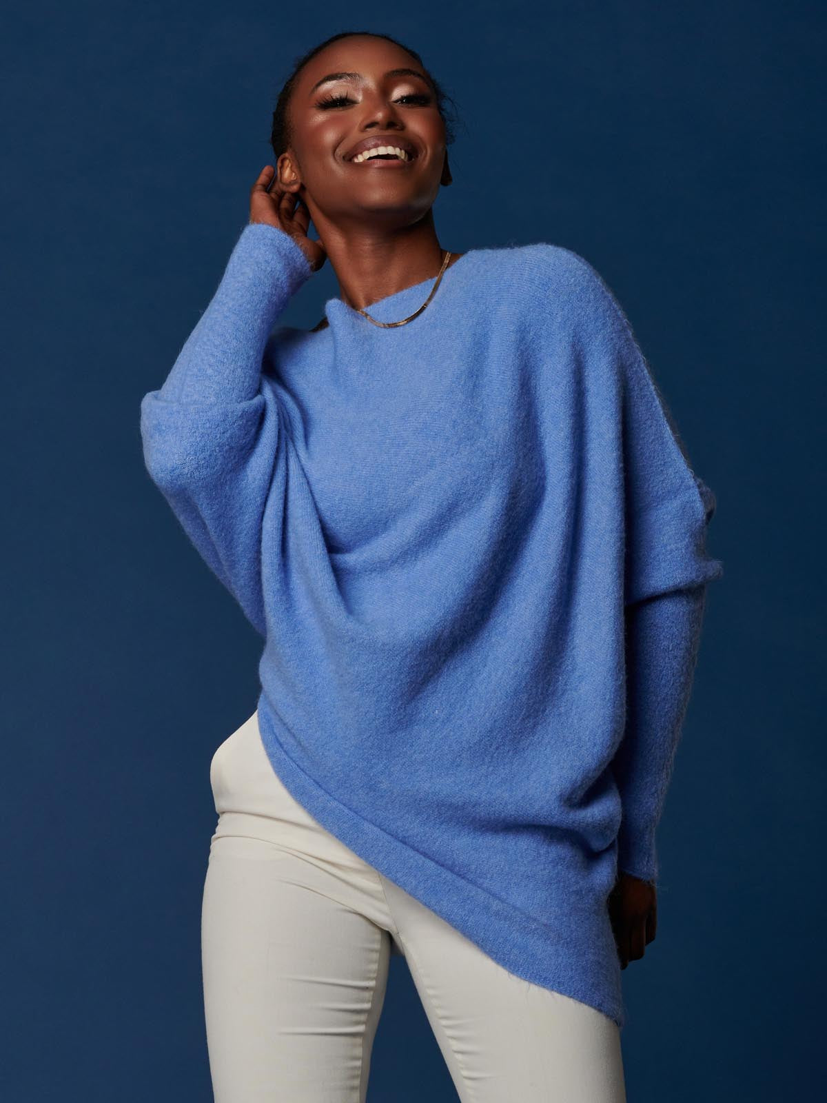 Made in Italy Wool Blend Asymmetric Soft Knit Jumper, Grapemist