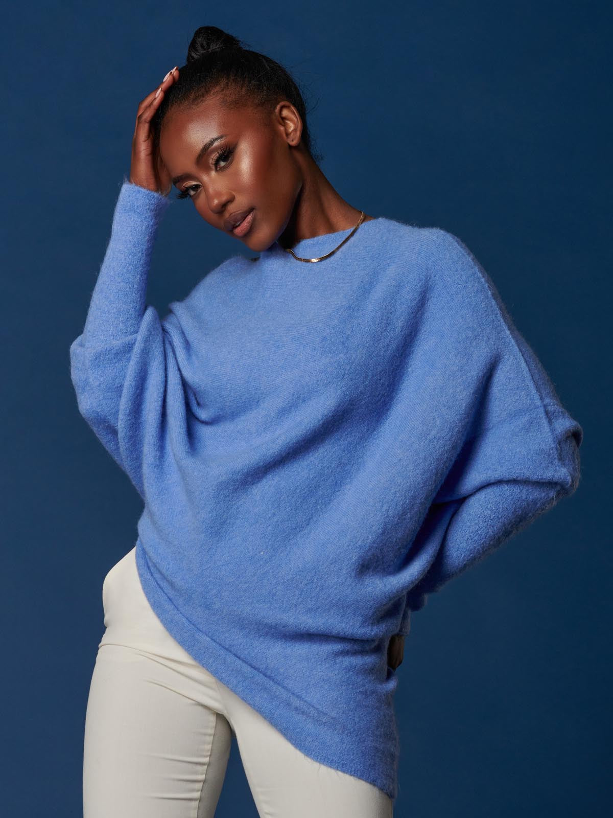 Made in Italy Wool Blend Asymmetric Soft Knit Jumper, Grapemist