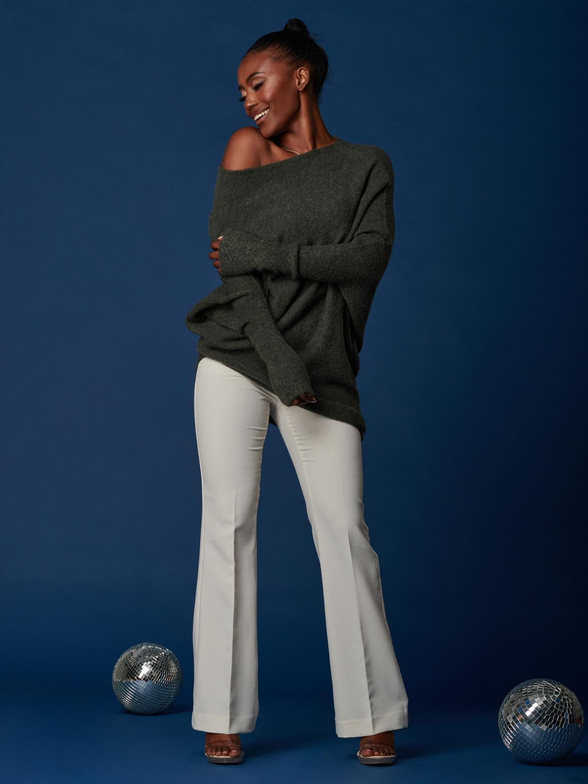 Made in Italy Wool Blend Asymmetric Soft Knit Jumper, Rosin