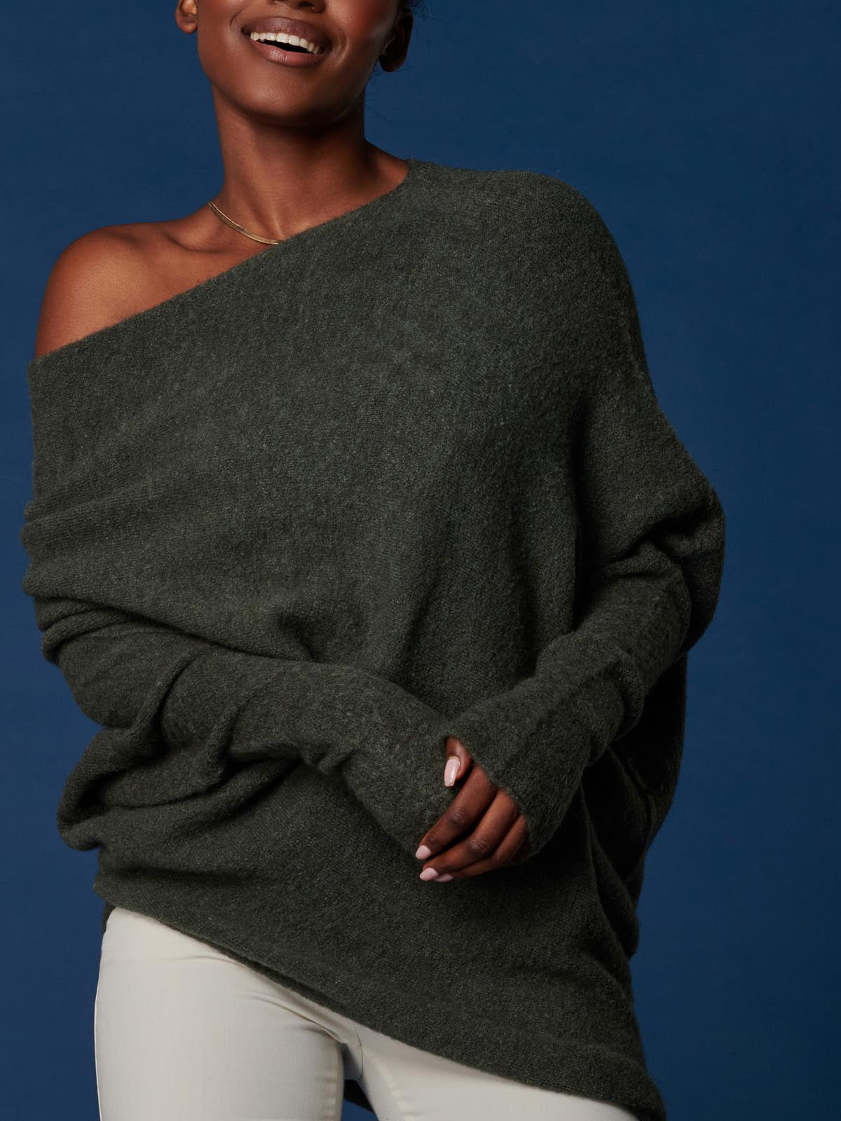 Made in Italy Wool Blend Asymmetric Soft Knit Jumper, Rosin