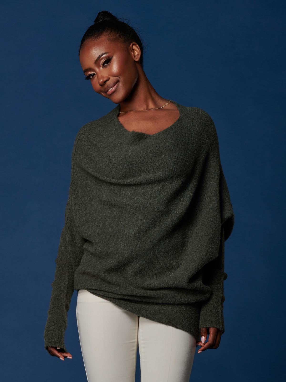 Made in Italy Wool Blend Asymmetric Soft Knit Jumper, Rosin
