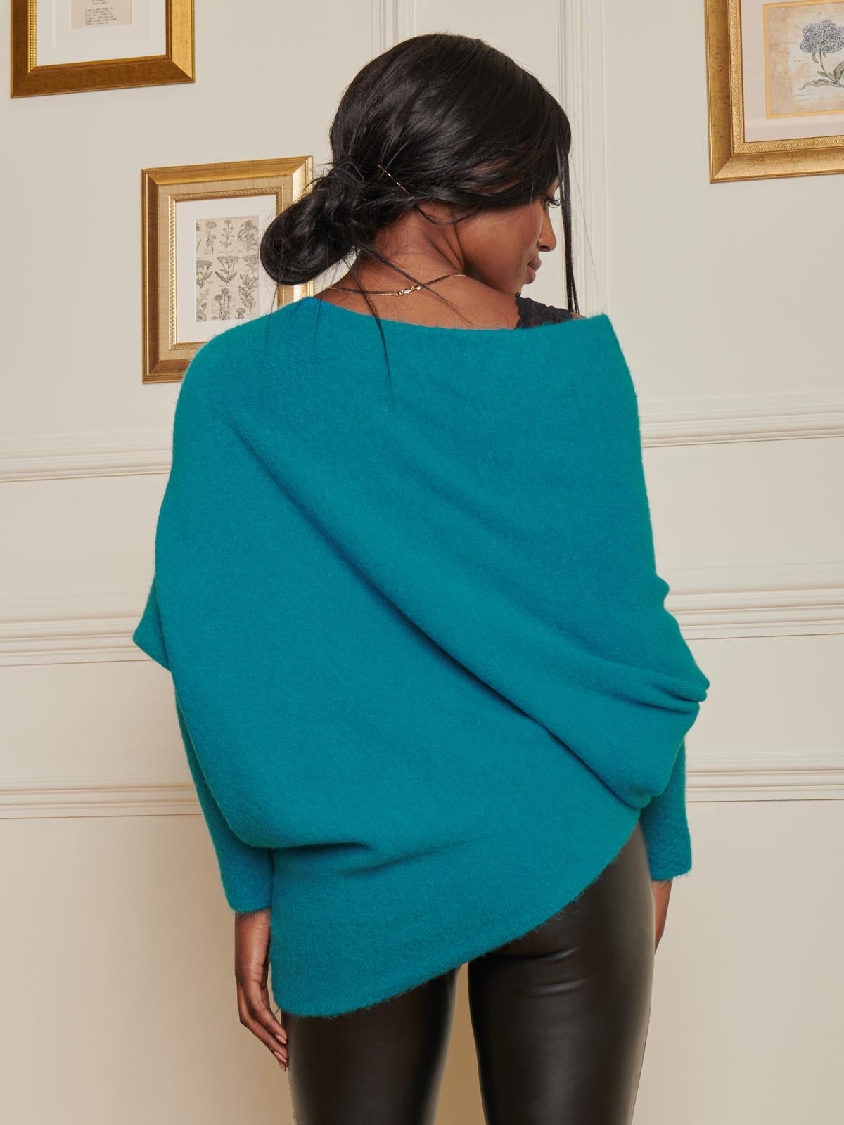 Made in Italy Wool Blend Asymmetric Knit Jumper, Turquoise