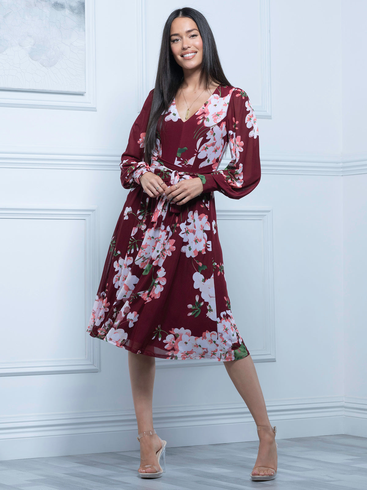 Gabriel Twist Waist Midi Dress, Floral Multi