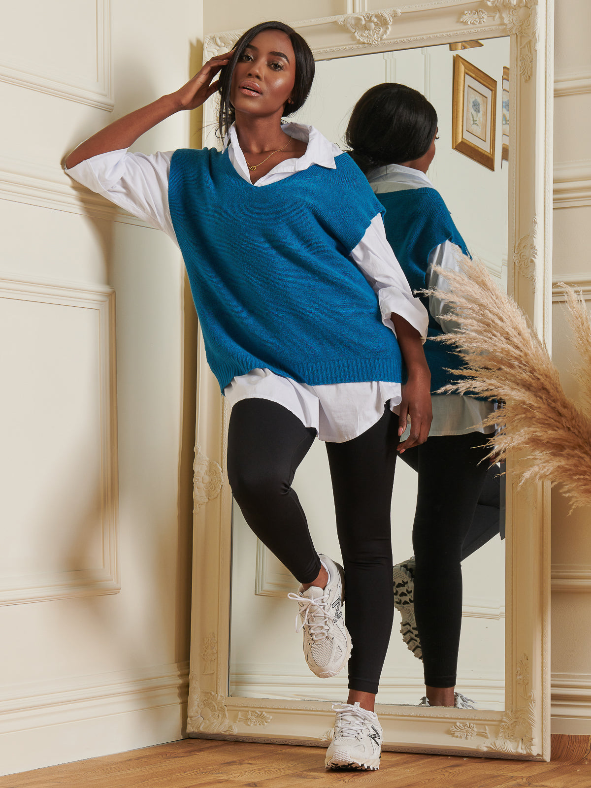 Made In Italy Knitted V-Neck Tank Top Jumper, Teal