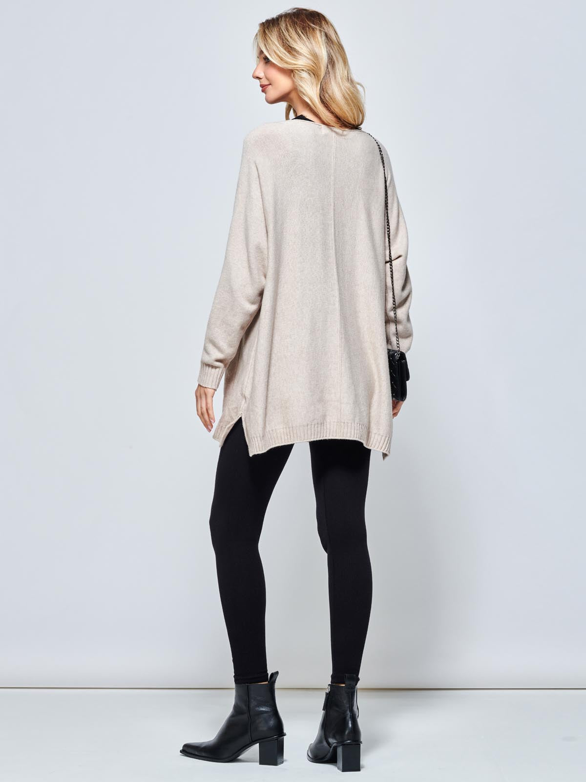 Front Pocket Loose Fit Knit Jumper, Sand Heather