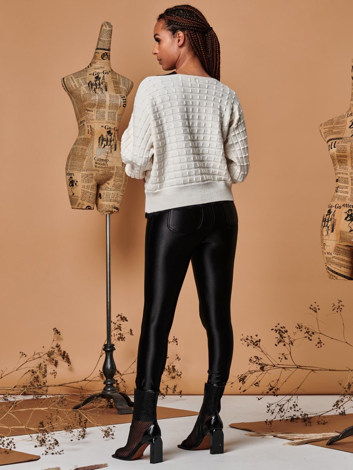 Bubble Stitch Batwing Knit Jumper, Oatmeal