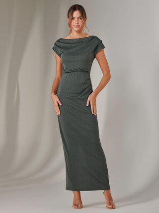 Asymmetrical Bodycon Midaxi Dress, Khaki