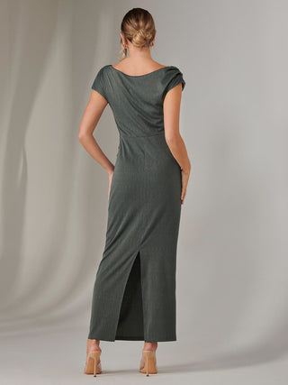 Asymmetrical Bodycon Midaxi Dress, Khaki