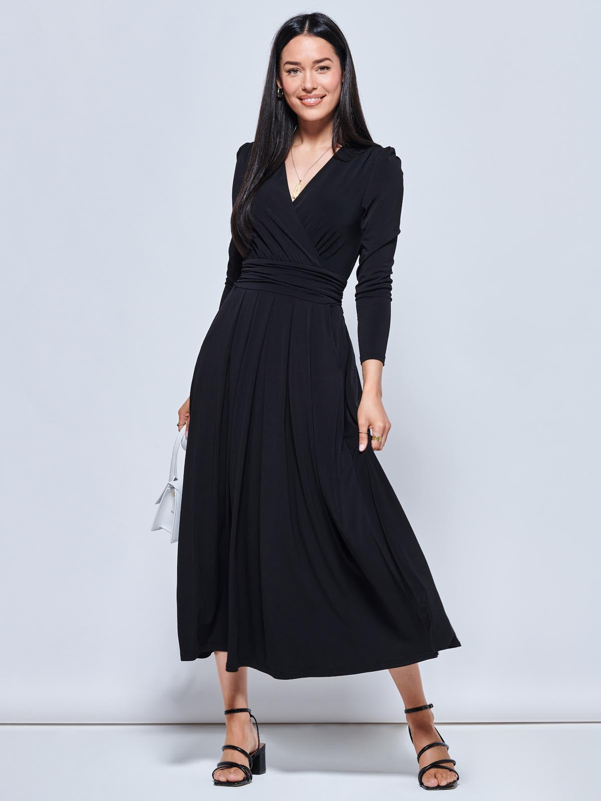 Daylin Jersey Long Sleeve Maxi Dress. Black