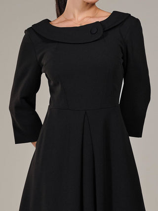 Petite Button Collar Dress, Black
