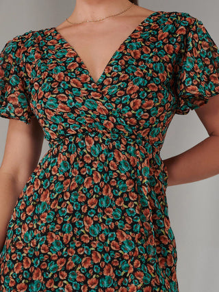 Petite High Low Midaxi Dress, Black Multi