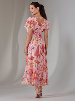 Petite High Low Midaxi Dress, Pink Floral