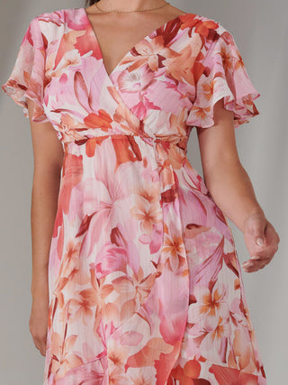 Petite High Low Midaxi Dress, Pink Floral