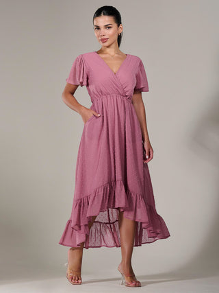 Petite High-Low Midaxi Dress, Dusty Pink