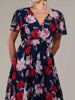 Petite High-Low Midaxi Dress, Navy Floral