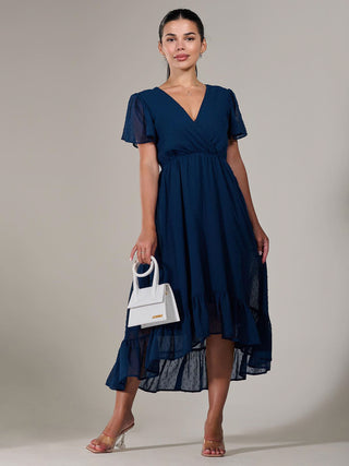 Petite High-Low Midaxi Dress, Navy