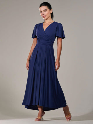 Short Sleeve Soft Silky Jersey Maxi Dress, Navy