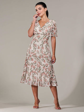 Petite Chiffon Pleated Midaxi Dress, Orange Floral
