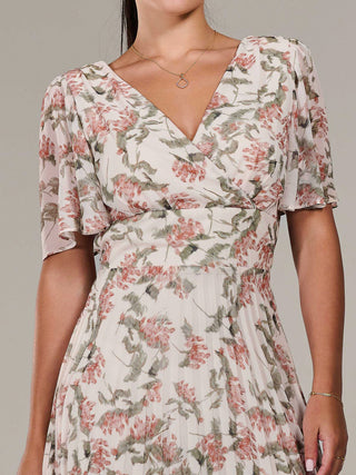 Petite Chiffon Pleated Midaxi Dress, Orange Floral