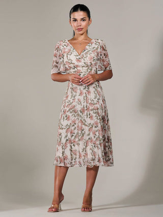 Petite Chiffon Pleated Midaxi Dress, Orange Floral