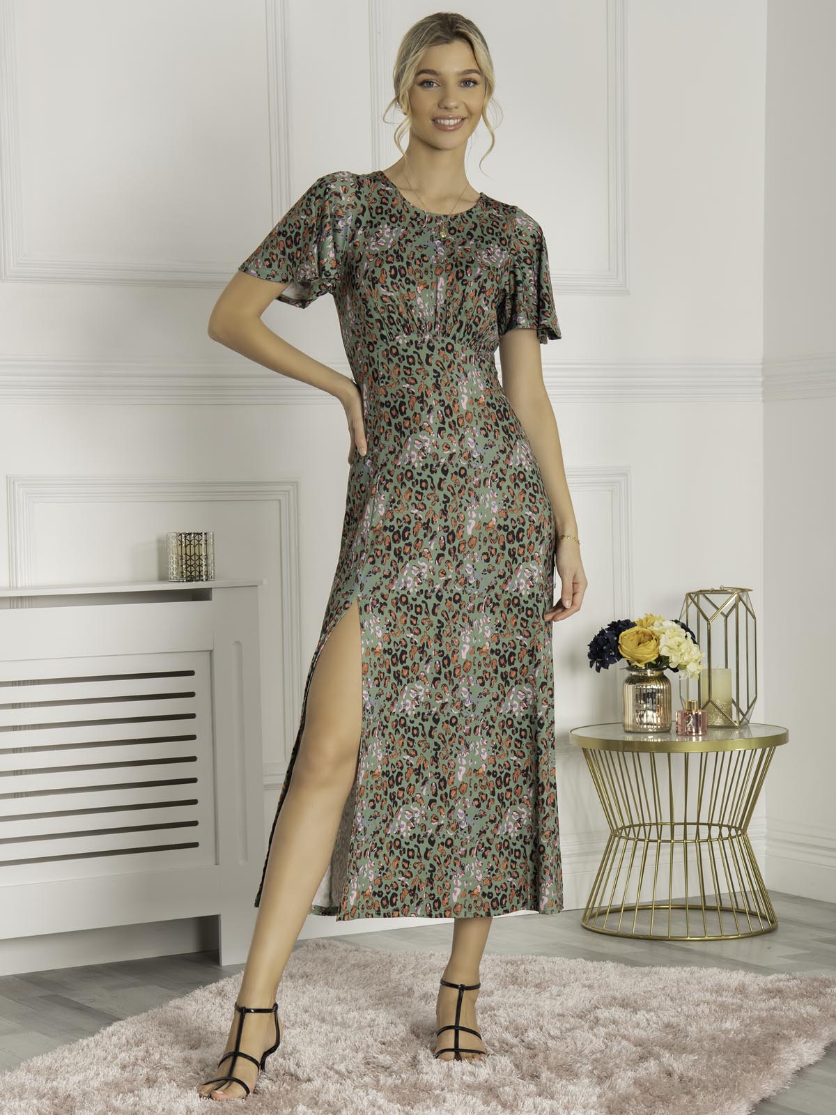 Dalilah Maxi Dress, Green Animal