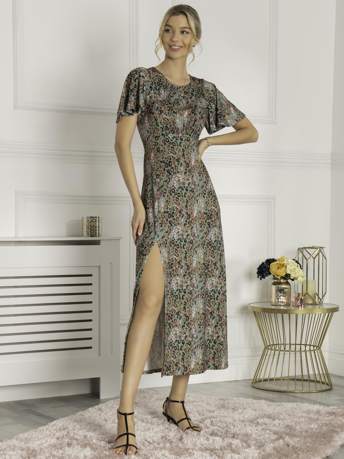 Dalilah Maxi Dress, Green Animal
