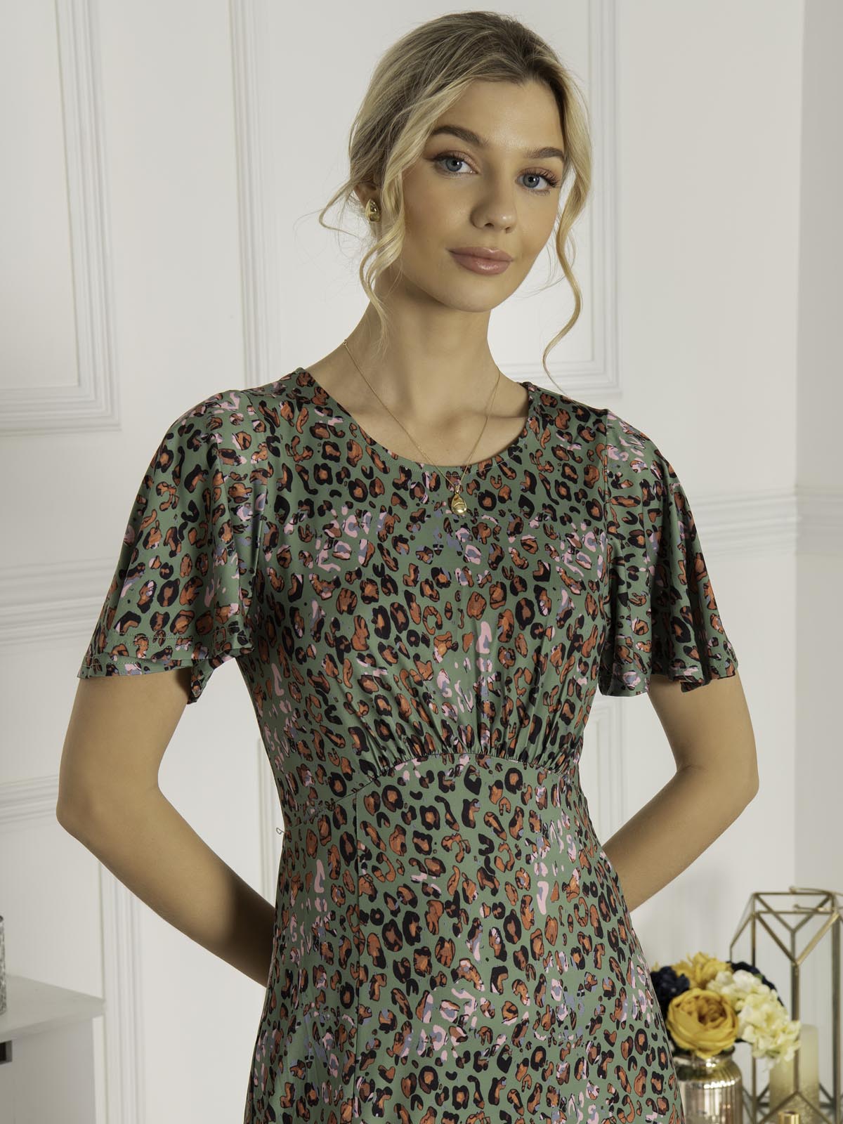 Dalilah Maxi Dress, Green Animal