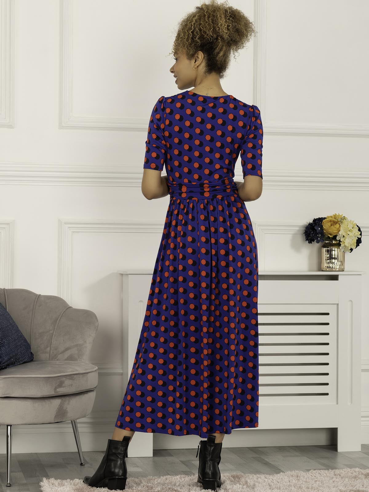 Rayette Polka Dot Maxi Jersey Dress, Royal Polka