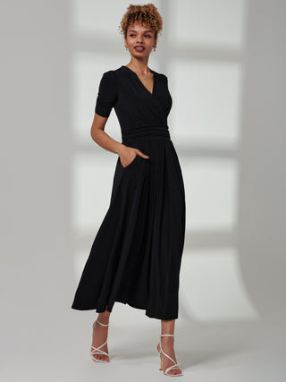 Bree Half Sleeve Jersey Maxi Dress, Black