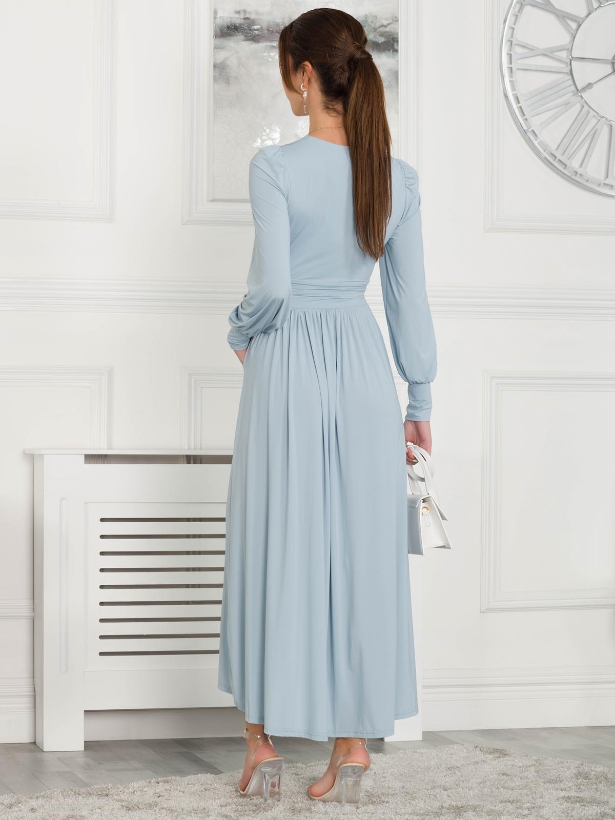 Rashelle Jersey Long Sleeve Maxi Dress, Ice Blue