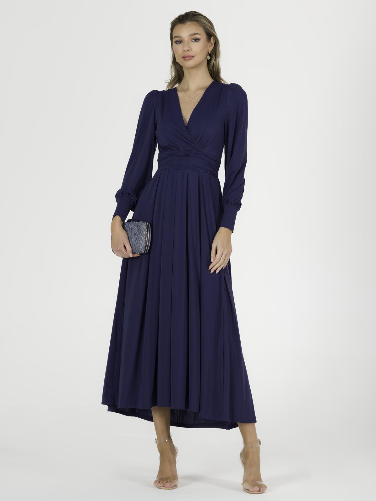Rashelle Jersey Long Sleeve Maxi Dress, Navy