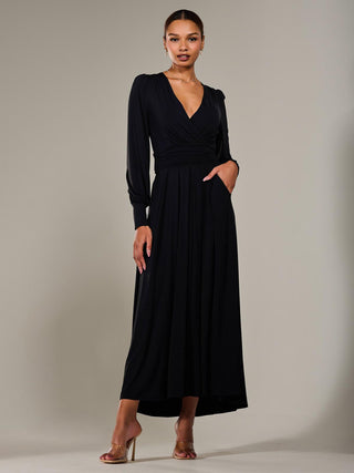 Long Sleeve Super Soft Jersey Maxi Dress, Black