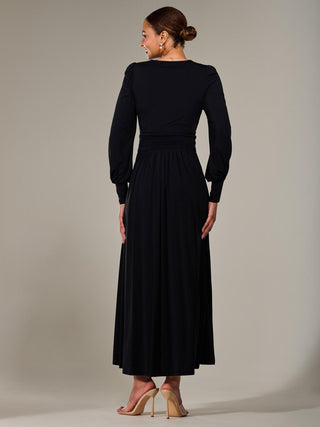 Long Sleeve Super Soft Jersey Maxi Dress, Black