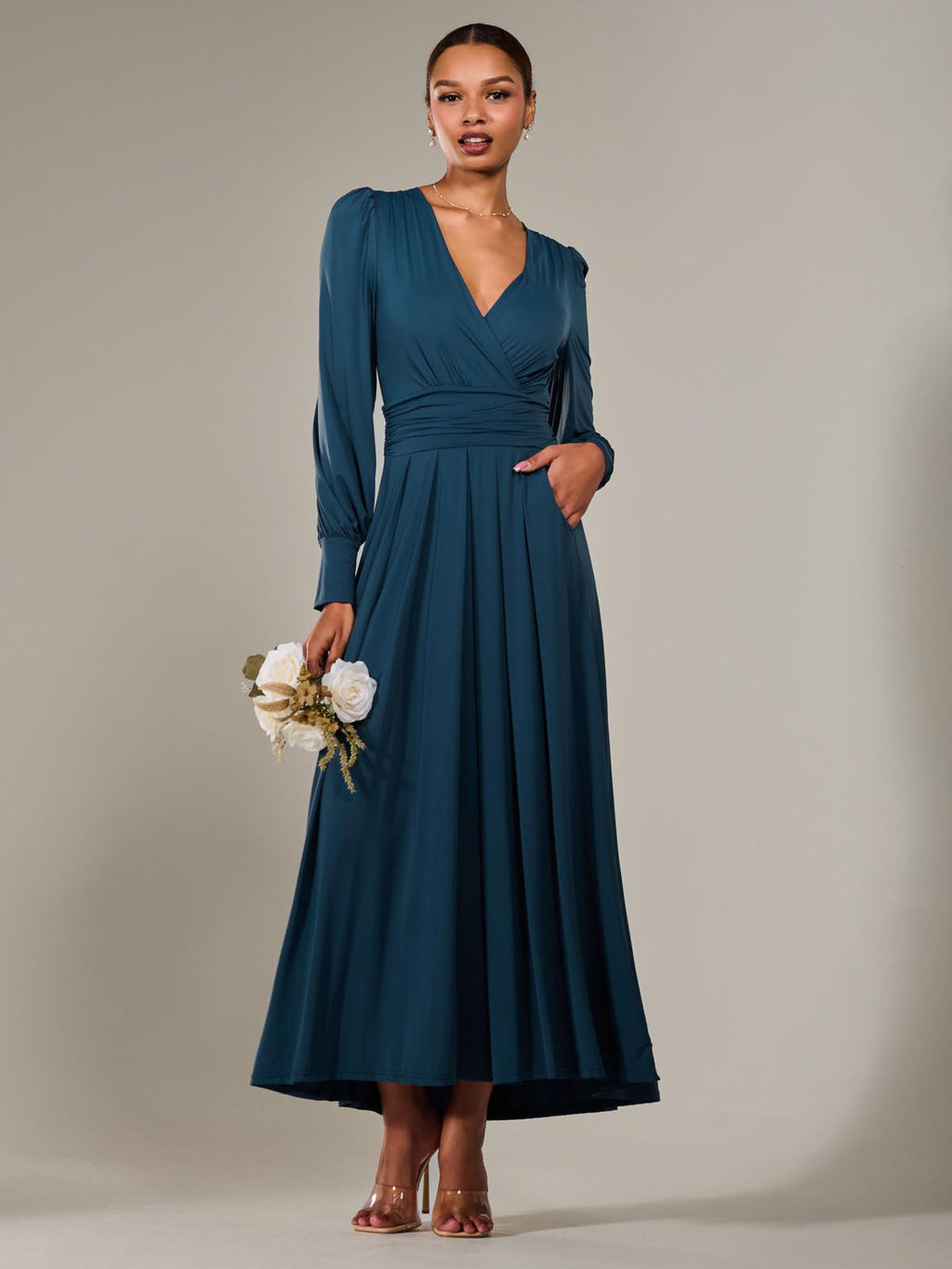 Long Sleeve Super Soft Jersey Maxi Dress, Dark Teal Jolie Moi Wholesale Long Sleeve Super Soft Jersey Maxi Dress, Dark Teal Jolie Moi Wholesale