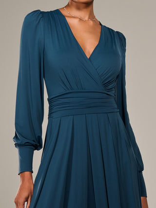 Long Sleeve Super Soft Jersey Maxi Dress, Dark Teal