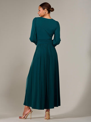 Long Sleeve Super Soft Jersey Maxi Dress, Forest Green